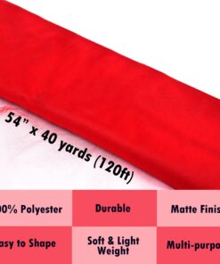 Craft And Party, Red Fabric Tulle Roll 54 Inch by 40 Yards (120 ft) Fabric Tulle Bolt for DIY Tutu Skirt, Wedding and Decoration (Red) 54" x 40 yards 14 81PoHZJRl3L