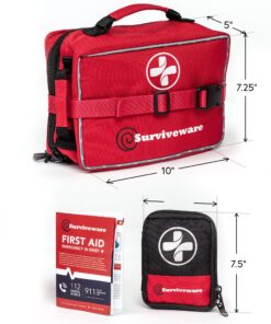 Surviveware Comprehensive Premium First Aid Kit Emergency Medical Kit for Trucks, Cars, Camping, Office and Sports and Outdoor Emergencies - Large 200 Piece Set Regular 38 81Pp3U6owlL