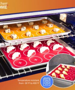 Kitchen + Home Silicone Baking Mats - Set of 2 Non-stick, BPA Free Food Grade Silicone Mat Liners for Half-Size Cookie Sheet with Measurements 20 81Pp8QL FFS