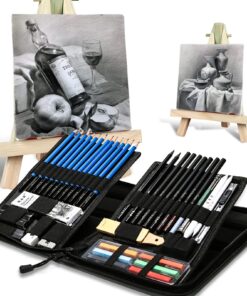 H & B 48 Professional Sketching Pencils and Drawing Kits, Including Sketching Pads, Graphite Pencils, Pencil Sharpener and Eraser, Artist's Art Supplies for Children 48 Piece Set 25 81PpcJdKdjL