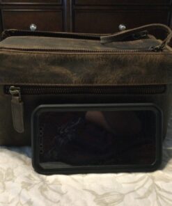 KOMALC Premium Buffalo Leather Unisex Toiletry Bag Travel Dopp Kit Distressed Tan 67 81Pq4Wvv hL