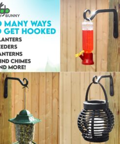 Gray Bunny 2 Pack Outdoor Plant Hanger Hook, 6” Hand Forged Straight Iron Wall Hooks for Bird Feeders, Lanterns, Wind Chimes, Patio Decor - Black 21 81Ps5CtppRL