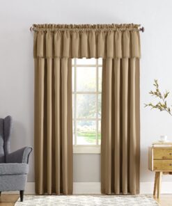 Sun Zero Barrow Energy Efficient Rod Pocket Curtain Single Panel 1 Taupe Beige 54" x 84" 25 81PsE2Qhc2L