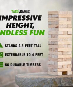 Yard Games Giant Tumbling Timbers with carrying case starts at 2.5-feet tall and builds to 5-feet 30 Inch Natural 27 81PtTkrBZfL