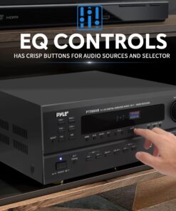 Pyle Wireless Bluetooth Power Amplifier System-420W 5.1 Channel Home Theater Surround Sound Audio Stereo Receiver Box w/RCA,AUX,Mic w/Echo,Remote,Support HDMI-For Subwoofer Speaker-Pyle PT588AB 14 81Ptx672QL