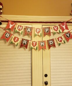 Woodland Reindeer Happy Birthday Banner Pennant Camping Party Banner 17 81PuDRKgywL
