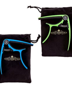 Alternative view of Guitar Capo (2 Pack) for Guitars, Ukulele, Banjo, Mandolin, Bass - Made of Ultra Lightweight Aluminum Metal (1.2 oz!) for 6 & 12 String Instruments - Nordic Essentials (Green+Blue) Green + Blue