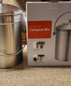 Utopia Kitchen Compost Bin for Kitchen Countertop - 1.3 Gallon Compost Bucket for Kitchen with Lid - Includes 1 Spare Charcoal Filter (Silver) Silver 42 81PvWOfxBgL