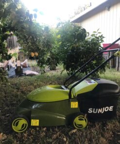 Sun Joe MJ401E 14-Inch 12-Amp Electric Lawn Mower w/Collapsible Handle for Storage, 3-Position Height Control, 10.6-Gallon Bag, Green Original Version 53 81PwU4aTASL