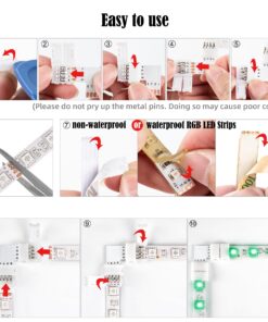 JACKYLED L Shape 4-Pin LED Connectors 10-Pack with 22Pcs Clips 10mm for Strip Lights 29 81Q bHHbNML