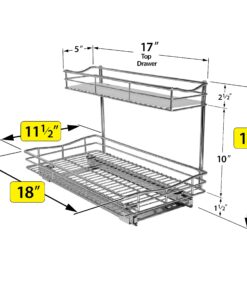 LYNK PROFESSIONAL® Slide Out Under Sink Cabinet Organizer - 11.5 in. wide x 18 inch deep - Sliding Pull Out Shelf for Inside Kitchen Cabinet or Under Sink - Lifetime Limited Warranty – Chrome 11.5x18 Chrome 31 81Q0ekHP6ML
