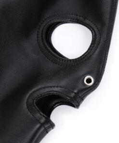 HOT TIME BDSM PU leather Adjustable Pony Tail Holes Hood Mask With Long Hair Halloween Cosplay Head Mask Open Eyes Mouth for Mask Hair Holes Costume 12 81Q4oznwwbL