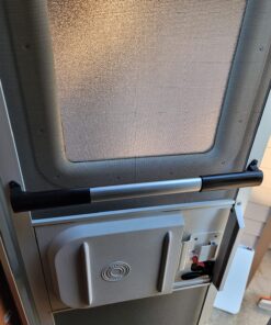 Camco Camper/RV Screen Door Cross Bar | Protects the Screen Door & Allows for Easier Exit from Travel Trailer | Adjusts from 21-5/8-Inches to 28-5/8-Inches (42183) Black Standard 38 81Q5 ds80uL 1