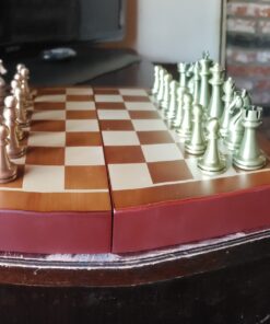 Agirlgle Retro Metal Chess Set with Folding Wooden Chess Board and Classic Handmade Standard Pieces Metal Chess Set for Kids Adult 40 81Q6exeJTZL