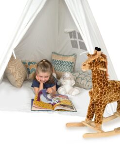 6' Giant Teepee Play House of Pine Wood with Carry Case by Trademark Innovations (White) 40 81Q8ZVx7oML