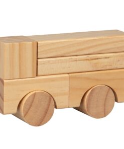 Wooden Blocks Set - 100 Pc Natural Colored Wood Building Block Toys - 100% Real Wood, 14 Different Shapes, Great Gift for Kids or Back to School Project, Indoor Activity - Build, Stack and Create 19 81QD1OsVNnL