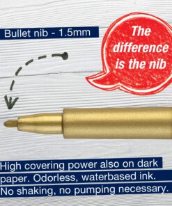 Faber-Castell Metallic PITT Artist Pens - 3 Colored Metallic Colors - Smooth Bullet Nibs (Classic Metallic) 3 Count (Classic Metallic) 9 81QExSTutnL