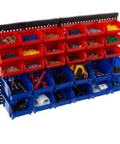 Wall-Mounted Garage Storage Bins - 30 Compartments for Garage Organization, Craft Supply Storage, Tool Box Organizer Unit by Stalwart (Red/Blue) 21 81QFCCmIMsL