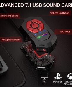 Tatybo Gaming Headset with 7.1 Surround Sound for PC PS4 PS5, USB & 3.5mm PC Headset with Noise Cancelling Microphone, Gaming Headphones for Switch Laptop Xbox one Black and Red 24 81QGc0U 9XL