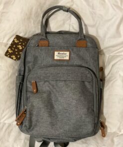 RUVALINO Diaper Bag Backpack, Multifunction Travel Back Pack Maternity Baby Changing Bags, Large Capacity, Waterproof and Stylish, Gray 63 81QGs9M3rZL