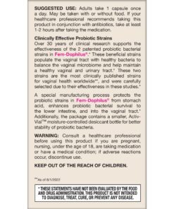 Jarrow Formulas Fem-Dophilus - 5 Billion Organisms Per Serving - 60 Veggie Capsules - Women’s Probiotic - Urinary Tract Health - Up to 60 Servings 0 60 Count (Pack of 1) 22 81QLJCWVwTL
