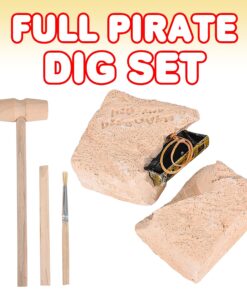 ArtCreativity Pirate Treasure Dig Kit for Kids - Gem Excavation Set with Digging Tools - Interactive Excavating Toys - Great Birthday Gift Idea, Contest Prize for Boys and Girls 7 81QMFAeYMXL