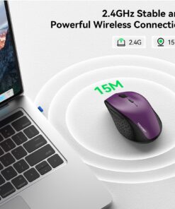 TECKNET Wireless Mouse, 2.4G USB Computer Mouse with 6-Level Adjustable 3200 DPI, 30 Months Battery, Ergonomic Grips, 6 Buttons Portable for PC, Chromebook, Mac - Purple 25 81QNnIBGWPL