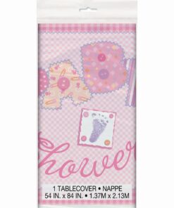 Alternative view of Pink Stitching Baby Shower Plastic Tablecloth, 84" x 54"