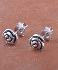 Sterling Silver Rose Flower Stud Earrings - 7mm Rhodium Plated 32 81QUikaB3tL