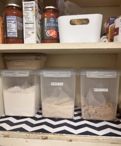 Vtopmart Large Food Storage Containers 5.2L / 176oz, 4 Pieces BPA Free Plastic Airtight Food Storage Canisters for Flour, Sugar, Baking Supplies, with 4 Measuring Cups and 24 Labels, Blue 5.2L--4.7quart 42 81QVDg13NL