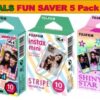 Fujifilm Instax Mini Instant Film Bundle, Candy Pop, Stained Glass, Stripe, Shiny Star, Single Pack, 50 Sheets 60 81QX9XdpQ2L
