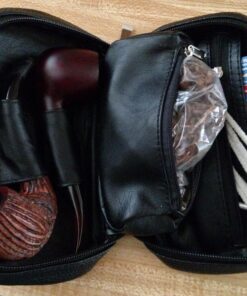 Scotte Luxury Tobacco Smoking Pipe Set,Leather Tobacco Pipe Pouch Wood Pipe Accessories(Redwood Scraper/Stand/Filter Element/Filter Ball/Small Bag/Box) (black) 46 81QY5hLqjXL