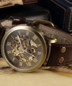 AMPM24 Men's Steampunk Mechanical Leather Bronze Skeleton Self-Winding Auto Wrist Wacth PMW198 19 81QYKqCqeUL