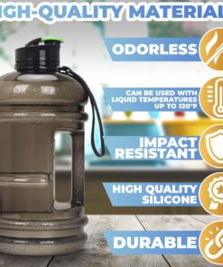 75 Oz Half Gallon Water Bottle with Handle - 2.2L Sport Bottle BPA Free Athletic Gear Leak Proof Water Bottles Hydration Bottle - Gym Water Jug Sports Water Bottle Hiking Outdoor Camping Water Jug Grey 15 81QYiMiep7L