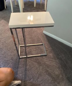 Monarch Specialties 3008, C-shaped, End, Side, Snack, Living Room, Bedroom, Laminate, White, Contemporary, Modern Accent Table-Glossy Chrome Metal, 10.25" L x 18.25" W x 25.25" H 46 81QYvwTDDtL