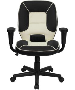 Flash Furniture Mid-Back Black and Cream Vinyl Steno Executive Swivel Office Chair with Adjustable Arms Black/White 7 81QZ4aFaR L