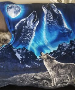 Dawhud Direct II Howling Wolf Fleece Blanket for Bed, 50" x 60" Wolf Fleece Throw Blanket for Men, Women and Kids - Super Soft Plush Wolf Blanket Throw Fleece Blanket Wolves Howling Moon 50" x 60" 16 81Qal2lYhIL