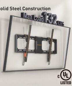 Alternative view of Perlegear UL-Listed Tilting TV Wall Mount for Most 37-82 inch TVs up to 132 lbs, Low Profile Tilt TV Mount Wall Bracket for Flat or Curved TVs, Fits 24”/18”/16” Studs, Max VESA 600x400mm, PGLT2