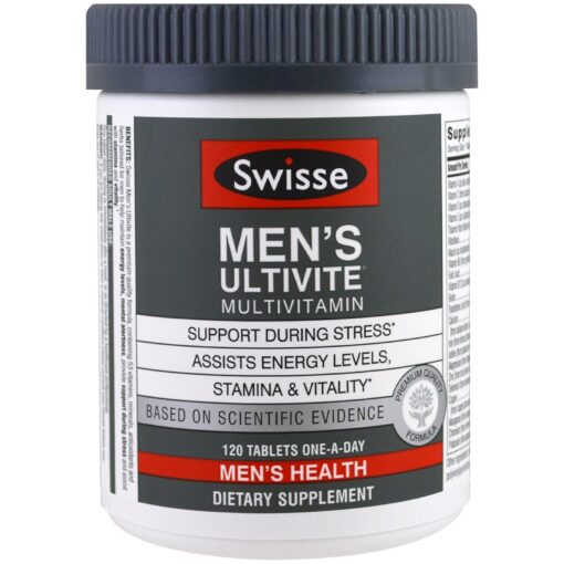 Swisse Ultivite Daily Multivitamin for Men | 50 Vitamins, Antioxidants and Minerals + Adaptogens | Energy, Stress & Immune Support | Mens Multivitamins Supplement | 120 Tablets Men's Multivitamins - 120 count Multicolor