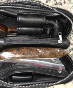 Scotte Luxury Tobacco Smoking Pipe Set,Leather Tobacco Pipe Pouch Wood Pipe Accessories(Redwood Scraper/Stand/Filter Element/Filter Ball/Small Bag/Box) (black) 42 81QisJb7 FL