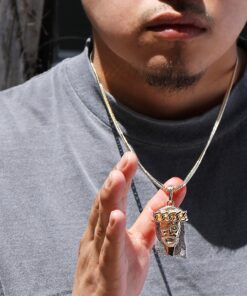 L & L Nation 14K Gold Plated Men's Iced Out Crown Jesus Pendant Necklace with CZ Simulated Diamonds and 30" Cuban Chain jesus piece - Religious Jewelry Hip hop Jewelry for Men and Women 11 81QixyQuxZL