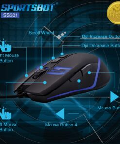 Soundbot SportsBot SS301 Blue LED Gaming Over-Ear Headset Headphone, Keyboard & Mouse Combo Set w/ 40mm Speaker Driver, Microphone, Multimedia Keys & Window Key Lock, 4 DPI Levels (BLU) 41 81QlWMN219L