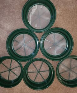 SE 13 1/4 Inch Stackable Classifier Gold Prospecting Pan Set - Includes 1/2" 1/4" 1/8" 1/12" and 1/20" Stainless Steel Mesh Sifting Pans, Green, 5 Pack 5 Pieces 42 81Qll MV1vL