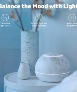 HATHASPACE Marble Essential Oil Aroma Diffuser, 350ml Aromatherapy Fragrance Diffuser & Ultrasonic Cool Mist Room Humidifier, 24+ Hour Capacity, 7-Color Mood Light, Intermittent Mode, BPA-Free (White) White 25 81QmEm4qNGL