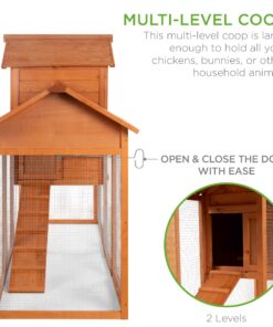 Best Choice Products 80in Outdoor Wooden Chicken Coop Multi-Level Hen House, Poultry Cage w/Ramps, Run, Nesting Box, Wire Fence, 3 Access Areas 34 81QmVDXXaL