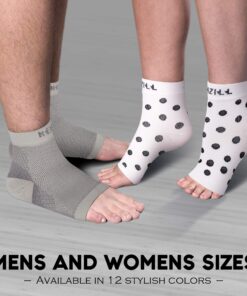 NEWZILL Plantar Fasciitis Socks with Arch Support, Best 24/7 Foot Care Compression Sleeve, Eases Swelling & Heel Spurs, Ankle Brace Support, Increases Circulation (S/M, White w Black Dots) Small-Medium White with Black Polka Dots 10 81QnhSGS nL