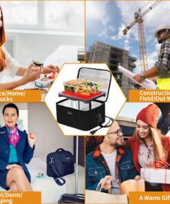 Aotto Portable Oven Personal Food Warmer - 110V Portable Mini Microwave Electric Heated Lunch Box for Work, Cooking and Reheating Meals in Office, Potlucks, Travel Hotel, Home Kitchen (Black) Black 31 81Qp8VYupVL