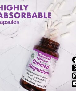 Bluebonnet Nutrition Albion Buffered Chelated Magnesium 200 mg, Magnesium Oxide, Stress Relief, Vegan, Non GMO, Gluten Free, Soy Free, Milk Free, Kosher, 120 Vegetable Capsules, 2 Month Supply - 120 Count (Pack of 1) 15 81QqNkU9mVL