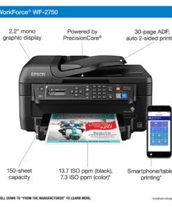 Epson WF-2750 All-in-One Wireless Color Printer with Scanner, Copier & Fax, Amazon Dash Replenishment Ready 19 81Qrt9w17L