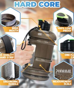 75 Oz Half Gallon Water Bottle with Handle - 2.2L Sport Bottle BPA Free Athletic Gear Leak Proof Water Bottles Hydration Bottle - Gym Water Jug Sports Water Bottle Hiking Outdoor Camping Water Jug Grey 16 81Qv0hxAgtL